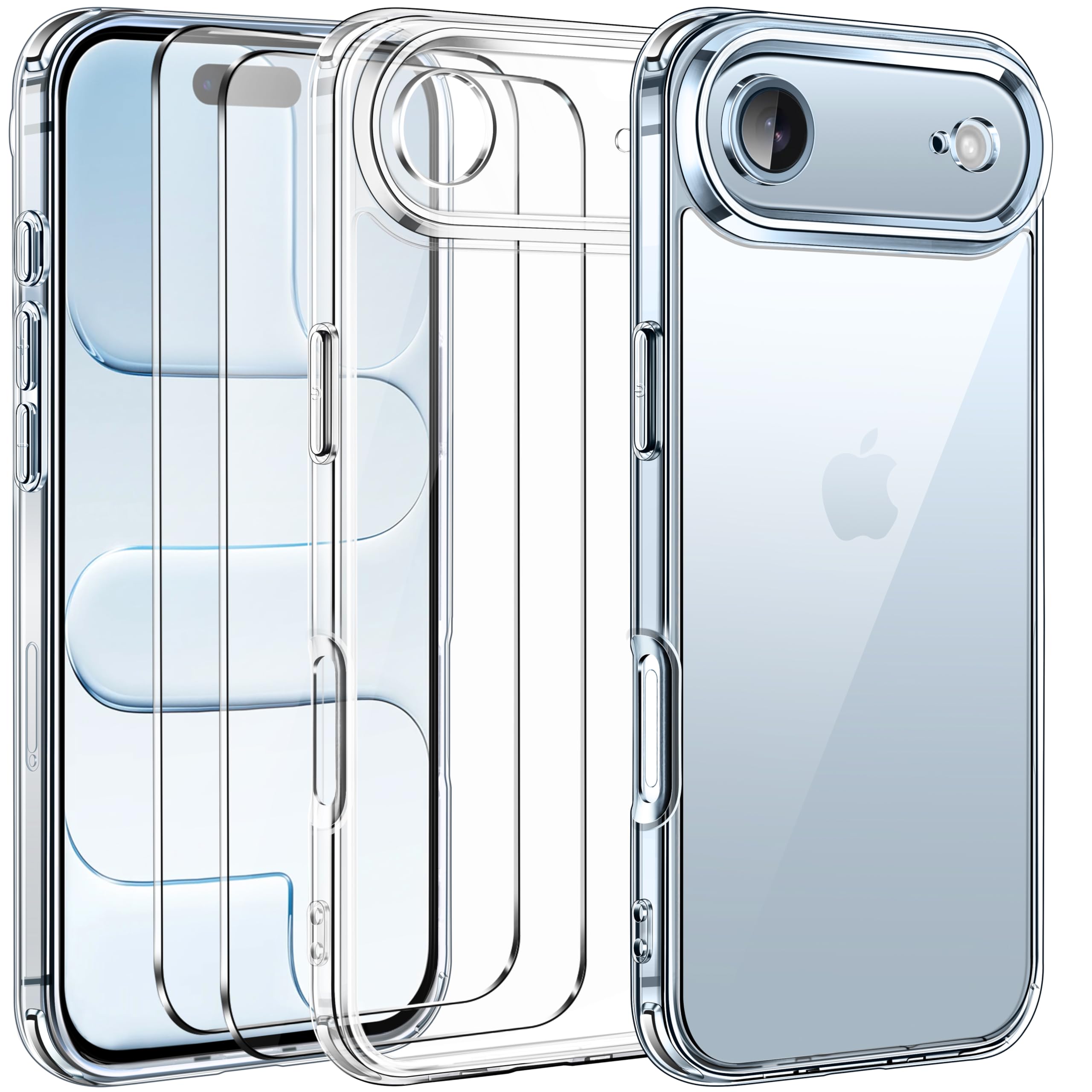 Photo 1 of ivoler 3-in-1 Clear Case Designed for iPhone Air 6.5" / iPhone 17 Air 6.5'' 2025 with 2 Pack Tempered Glass Screen Protector, Military Shockproof Hard Back Slim for iPhone17 Air Cover - Clear