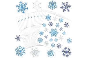 Censen 400 Pieces Winter Snowflakes Stickers Bulk Glitter Blue Silver Snowflake Small Stickers for Winter Christmas Holiday Party Favor Gift Wrap Cards