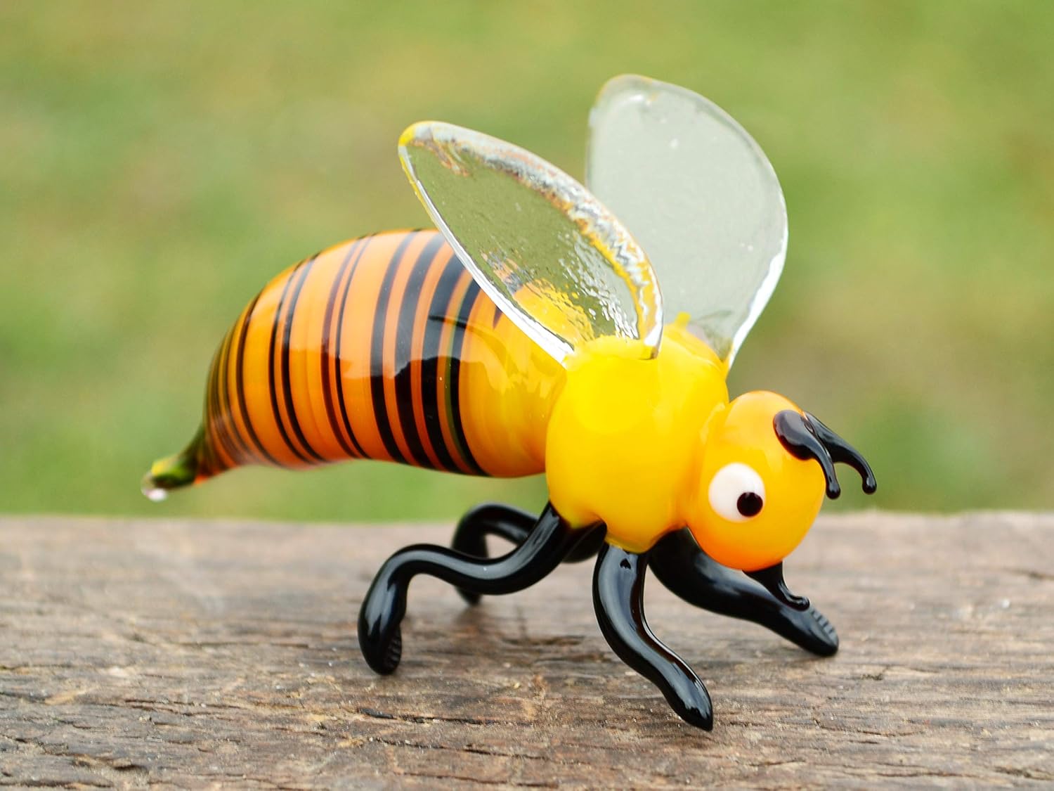 Glass Bee Figurine Yellow Honey Bee 