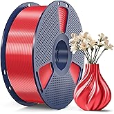 SUNLU 3D Printer Silk Filament,Shiny Silk PLA Filament 1.75mm, Smooth Silky Surface, Great Easy to Print for 3D Printers, Dimensional Accuracy +/- 0.02mm, Silk Red 1KG