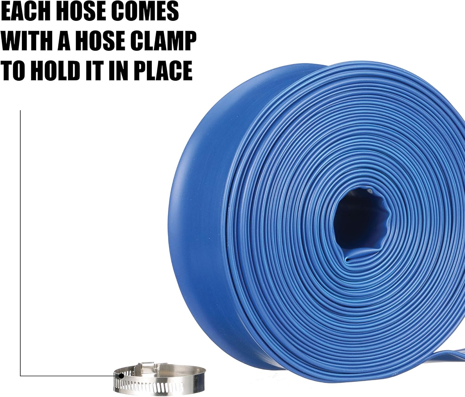Blue Devil 75-Foot Backwash Hose for Pool with Hose Clamp, 2" W x 75' L : Swimming Pool Hoses : Garden & Outdoor