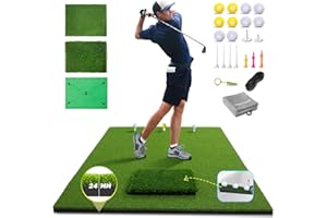 MYVOICE 5x4ft Golf Hitting Mat with Multi-Turf Design - Switchable Swing/Chipping/Driving Surface - High-Density PP Turf & EVA Non-Slip Base - Golf Simulator Compatible for Indoor/Outdoor (All Levels)