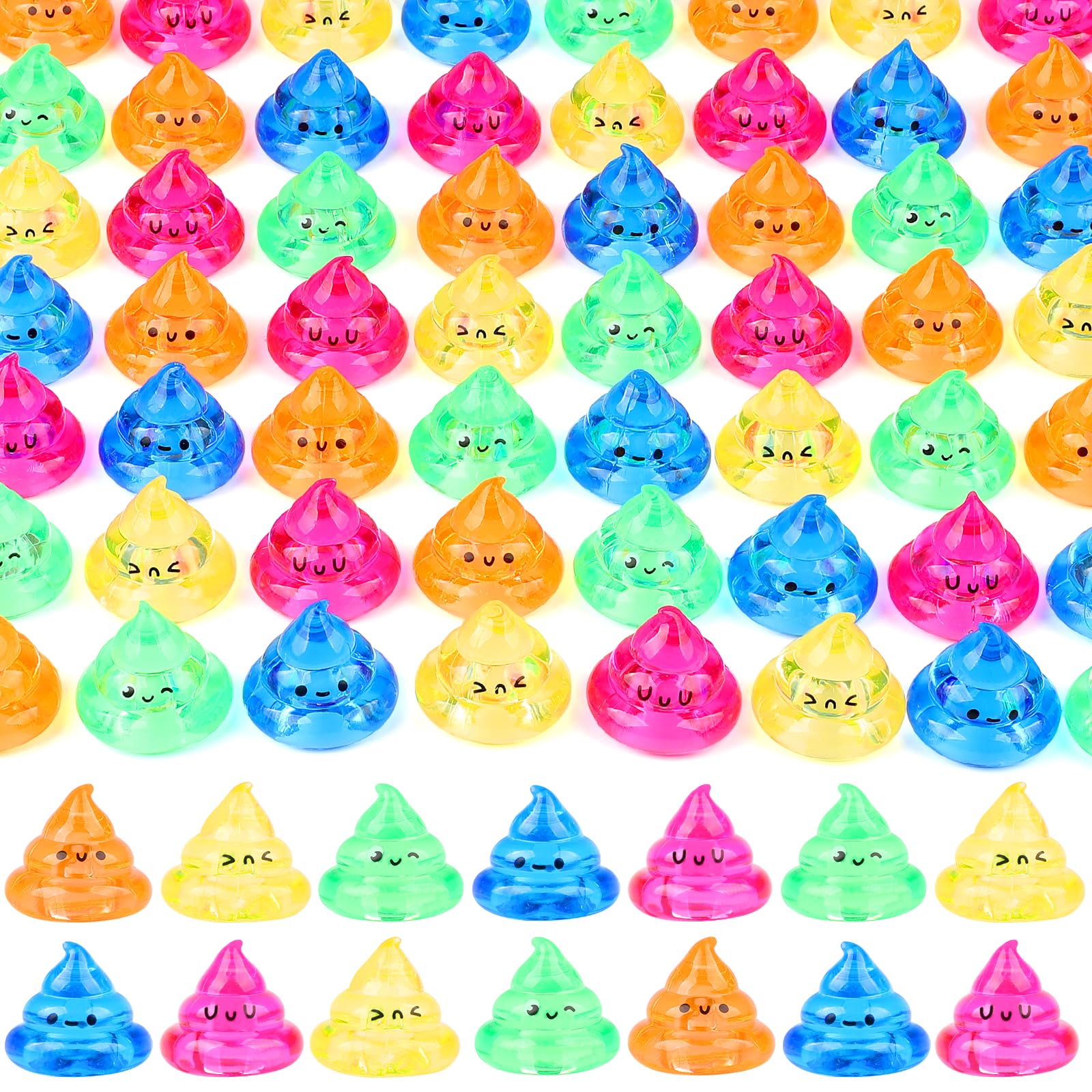 TaoQ C 60 PCS Unicorn Poop Mini Unicorn Party Favors Acrylic Poop Figurines Mini Unicorn Expressions Decorations for Friends Family Colleagues Prank Gifts Birthday Party Decoration