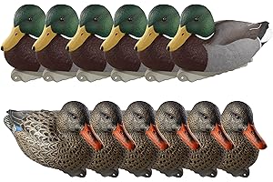 Cupped Waterfowl Finishing Mallards Duck Decoys, Extremely Realistic 12-Pack of Mallard & Hen Floater Duck Decoys with Weighted Keels