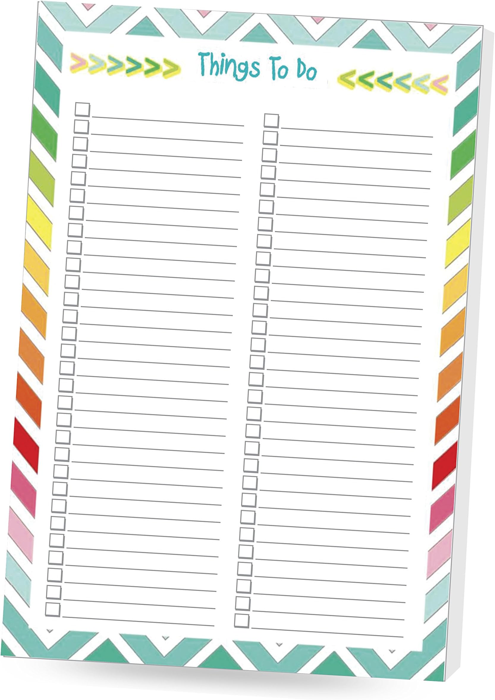 DOUBLE PACK Things To Do Notepad 6" x 9" For Your Goals, Tasks, Meals, Exercise, Grocery List, Bright Colorful Design Daily Planner; 2 Pads per pack