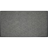 WaterHog Max Diamonds Front Door Mat Indoor Outdoor Entrance, All-Weather | Heavy Duty Commercial Doormat, Non-Slip Rubber Backing, Dirt &amp; Moisture Trapper, Low Profile, Made in USA, 35"x59", Grey Ash