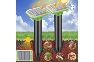 PROTECKER Ultrasonic Mole Repellent Outdoor, 2024 Solar Powered Gopher Mole Repellent for Yard, Waterproof Mole Killer Traps for Lawn,Effectively Repels Gophers Snake Chipmunks Voles Groundhogs（2pack-Green）