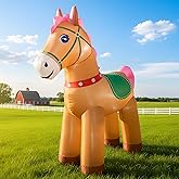 6FT Christmas Spring Farm Ranch Horse Inflatables Blow up Cute Animals Decorations with LED Light Outdoor Indoor Graden Yard Party Lawn Holiday Decor