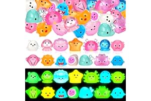 Lunmon 70 Pcs Luminous Miniature Resin Ocean Animal Figurines Glow in The Dark Mini Resin Figures Sea Themed Tiny Resin Animals for DIY Fish Tank Decorations Garden Accessory (Lovely Style)