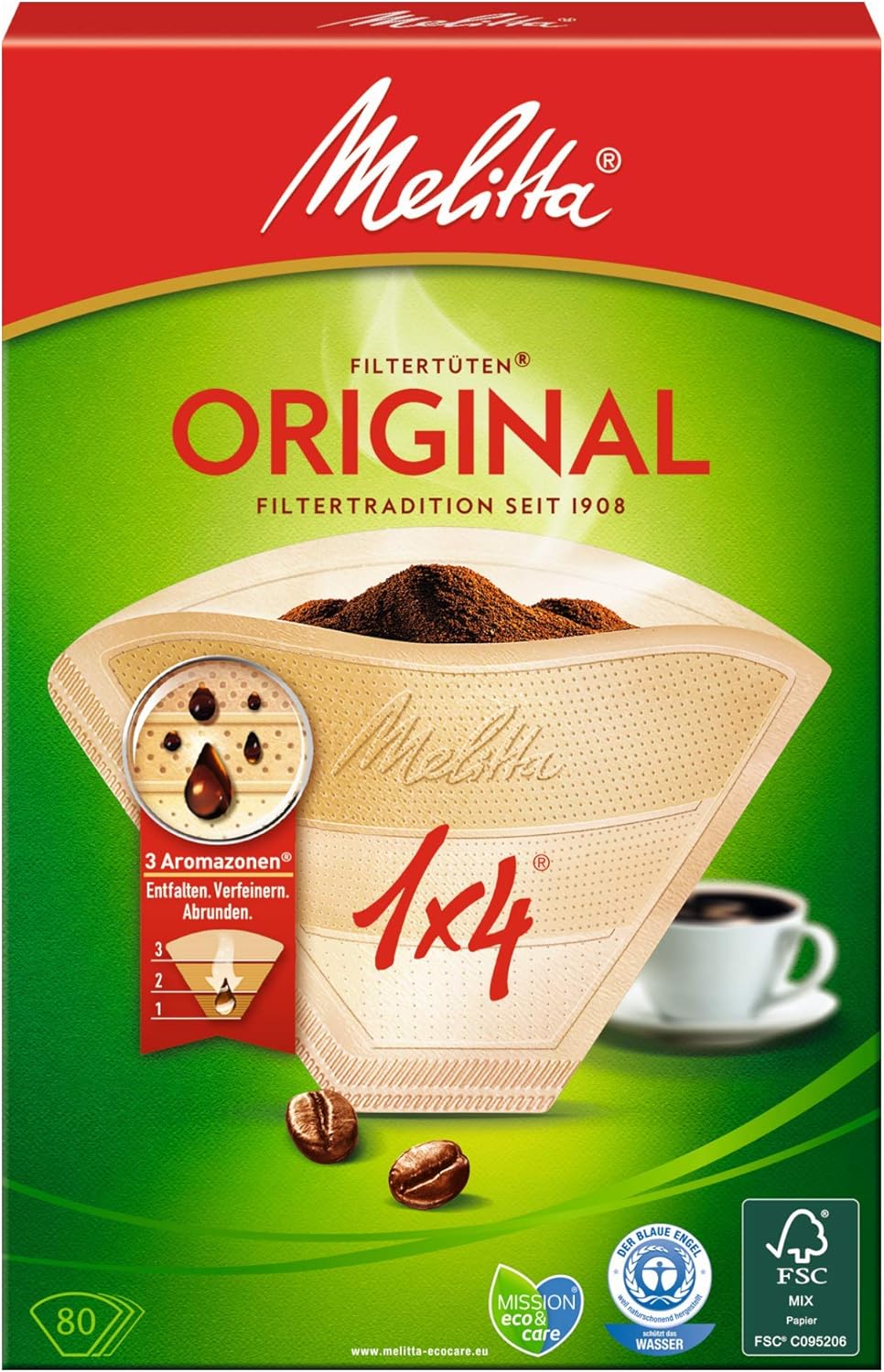 Melitta Filtertüten Aroma 1x4, 80 Stück