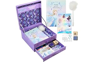 Disney Stitch Notebook Stationery Set Kids Diary DIY Journal Kit and Craft Supplies (Purple Frozen)