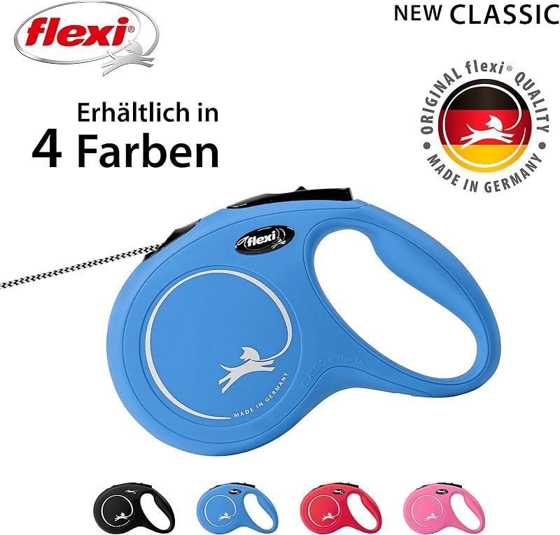 Classic M Hunde Roll-Leine, 8m Seil, blau