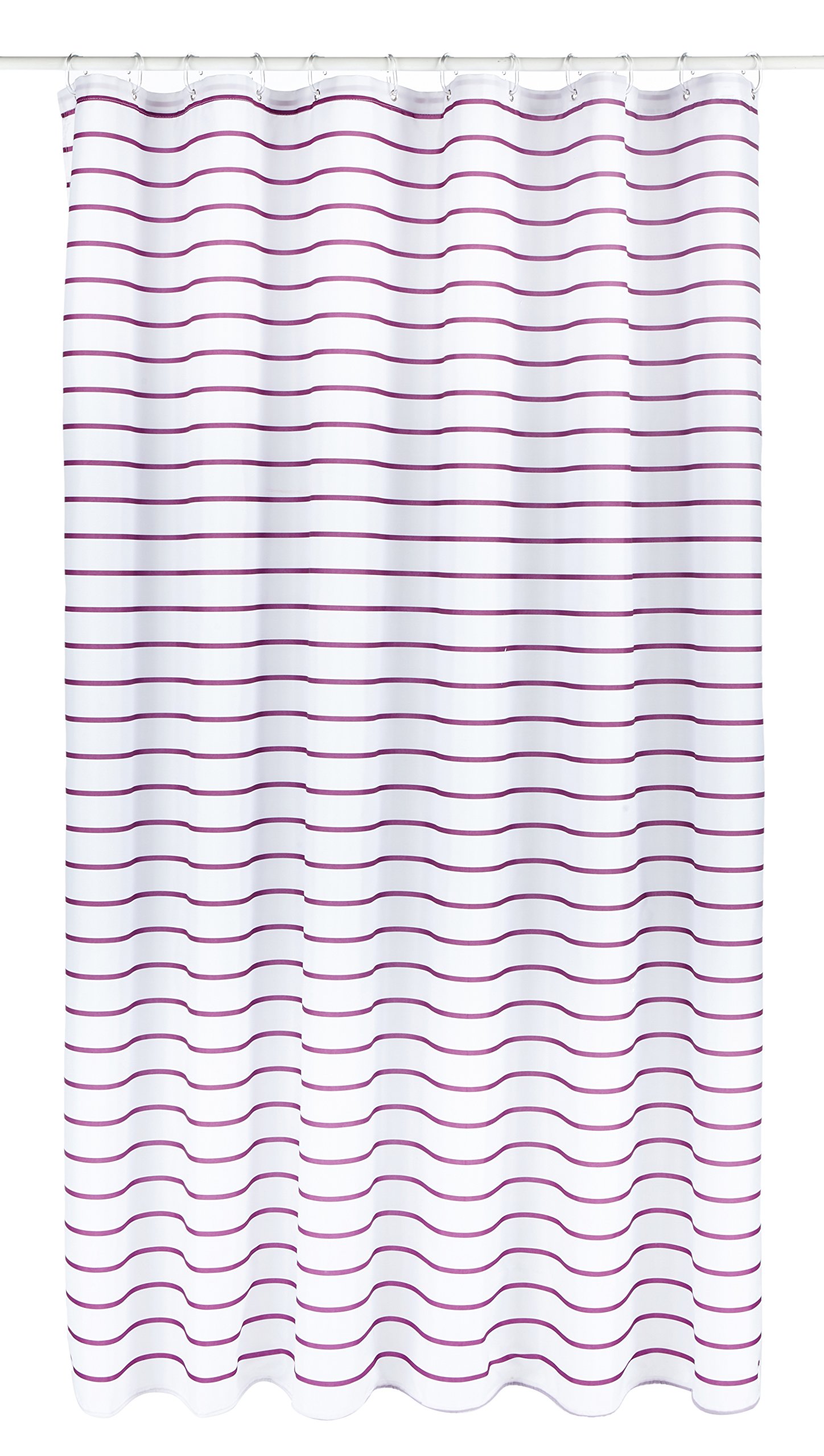 Croydex Plum Pinstripe Textile Shower Curtain with Hygiene 'N' Clean