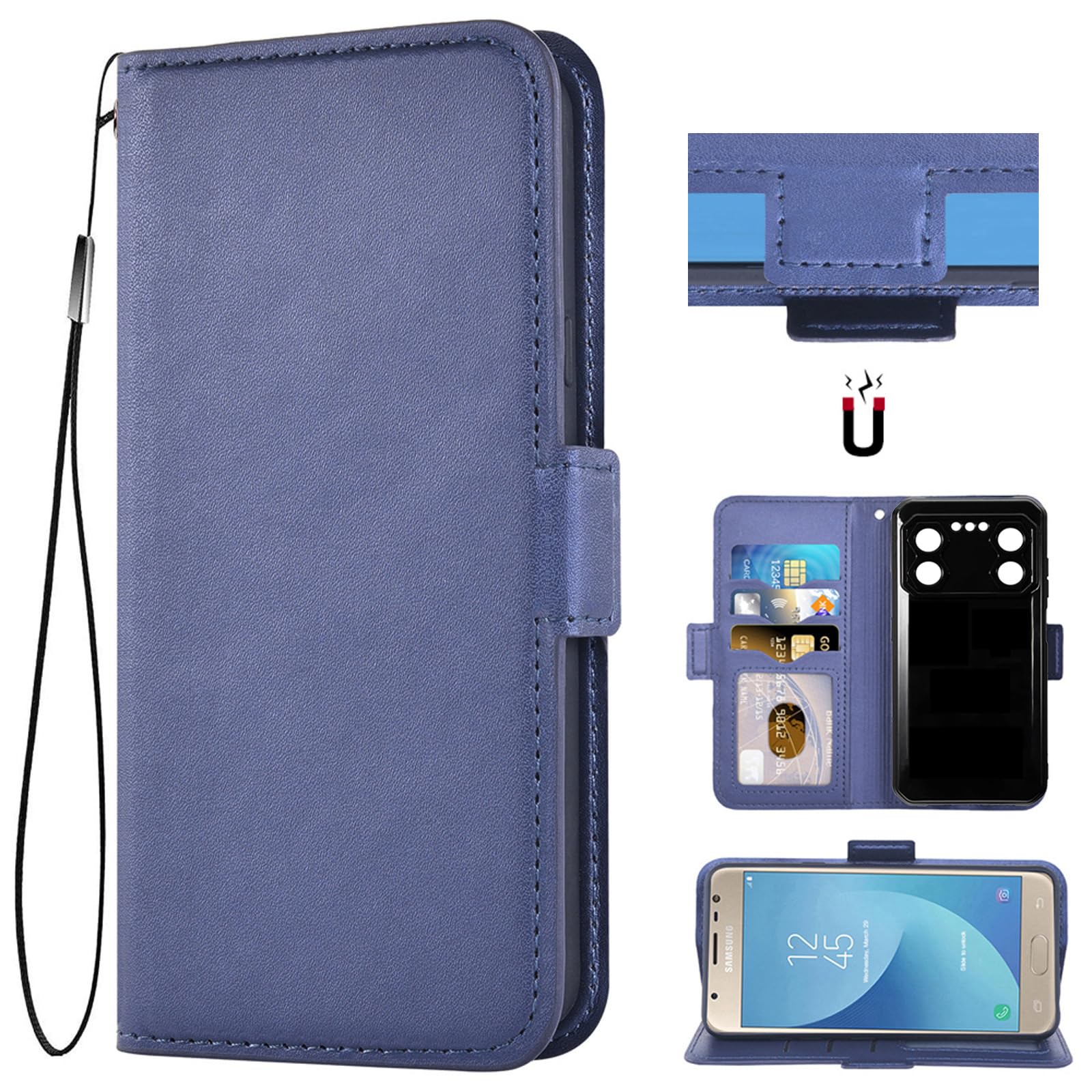 Auotu PU Leather with camera lens protection Wallet Pouch Flip Case Cover With Stand Card Slot Design For IIIF150 B2 Pro Smartphone (Blue)