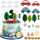 Racing Cake Decorations with Roadblock Traffic Light Clouds and Trees | Soft Caly Racing Acessories, Speed Lover Birthday Party Supplies
