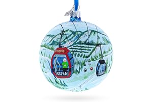 BESTPYSANKY Aspen Snowmass Ski Resort, Colorado, USA Glass Ball Christmas Ornament 4 Inches