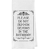 Geqtt Halloween Bathroom Towels Decor - Gothic Home Decorative Waffle Weave Hand Towels for Bathroom, Retro Funny Gothic Home Decor (16×24 Inches)