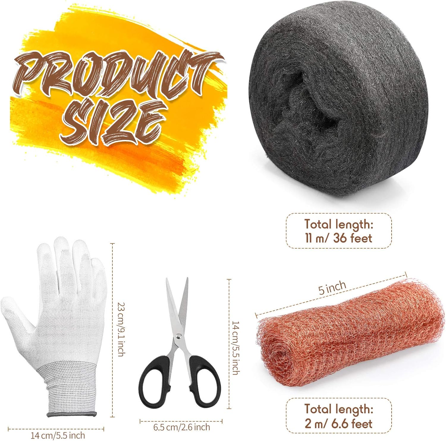 Patelai 4 Pieces Copper Mesh Steel Wool Animal Control Fill Copper Mesh