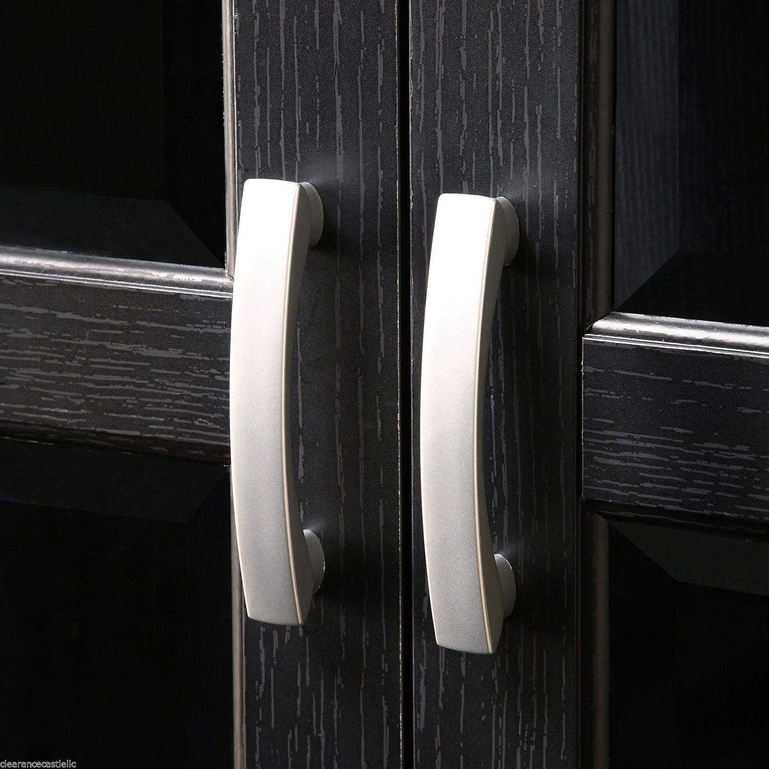 Amazon Com Moon Daughter Black Finish Wooden Dvd Media Cabinet 4 Shelf Cd Storage Tower Glass Door Stand Furniture Decor