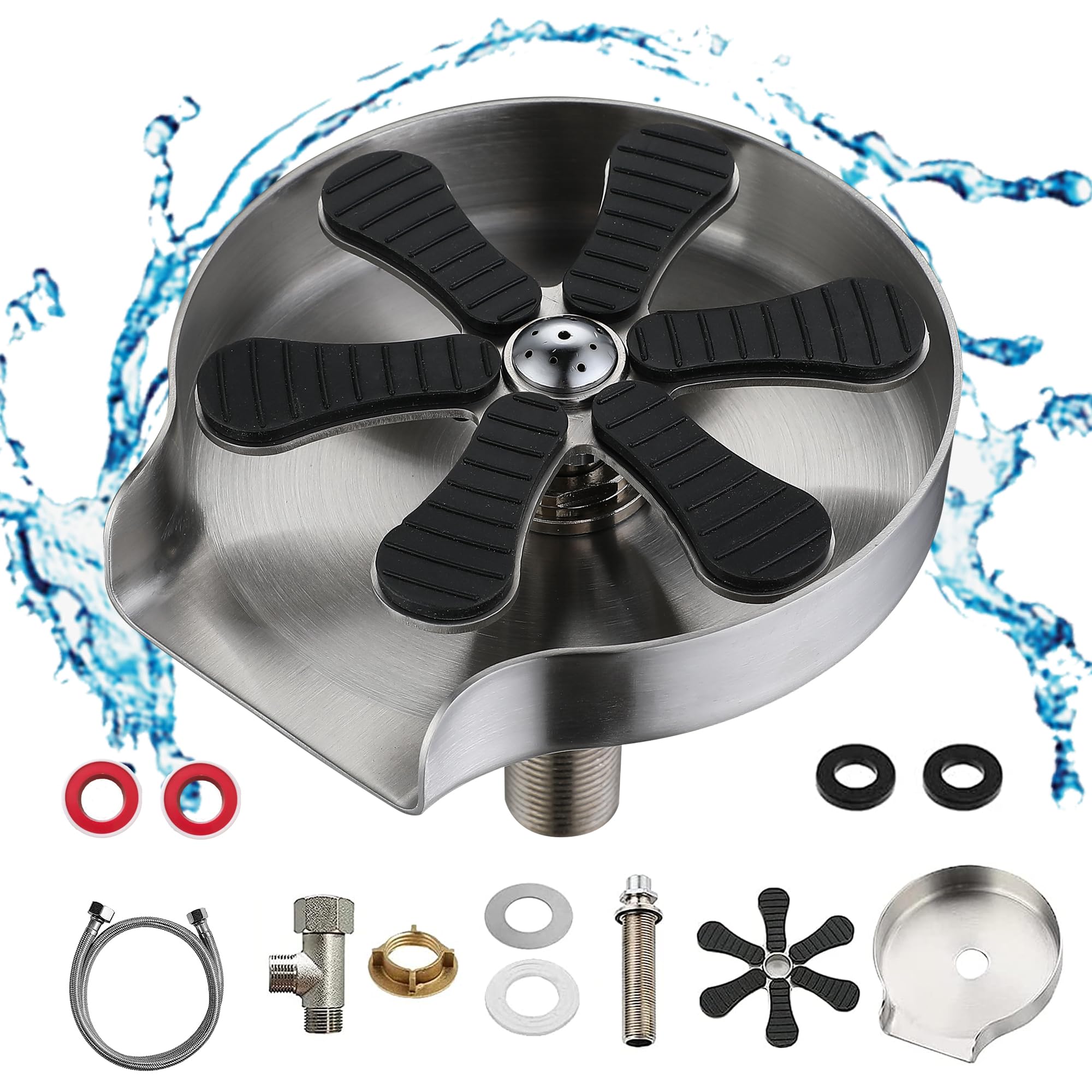 Glass Rinser, Glass Washer Stainless Steel, Glass Rinser for Kitchen Sink, Cup Washer Glass Rinser for Sink, Faucet Rinser, Automatic Glass Rinser for Home Bar Cafe Restaurant
