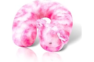 Cloudz Kids Super Soft N' Cuddly Animal Airplane Travel Neck Pillow! Keep Children Comfy and Supported with a Buddy While Traveling or just Resting at Home - Pink Axolotl