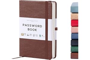 Beechmore Books A6 Password Keeper Book with Alphabetical Tabs - 4.1x5.8" Vegan Leather Hardcover Passcode Book with 120gsm Pages for Internet Log In, Usernames - Password Manager Notebook with Box (Chestnut Brown)