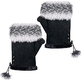 Women Faux Fur Fingerless Gloves Winter Warm Fuzzy Half Finger Mittens for Women Girls Hands Warmer Cute Typing Gloves
