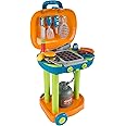 BBQ Grill Toy Set - Interactive Play Kitchen Set with Lights and Sounds, Wheels, Toy Food, and Cooking Accessories by Hey! Play!
