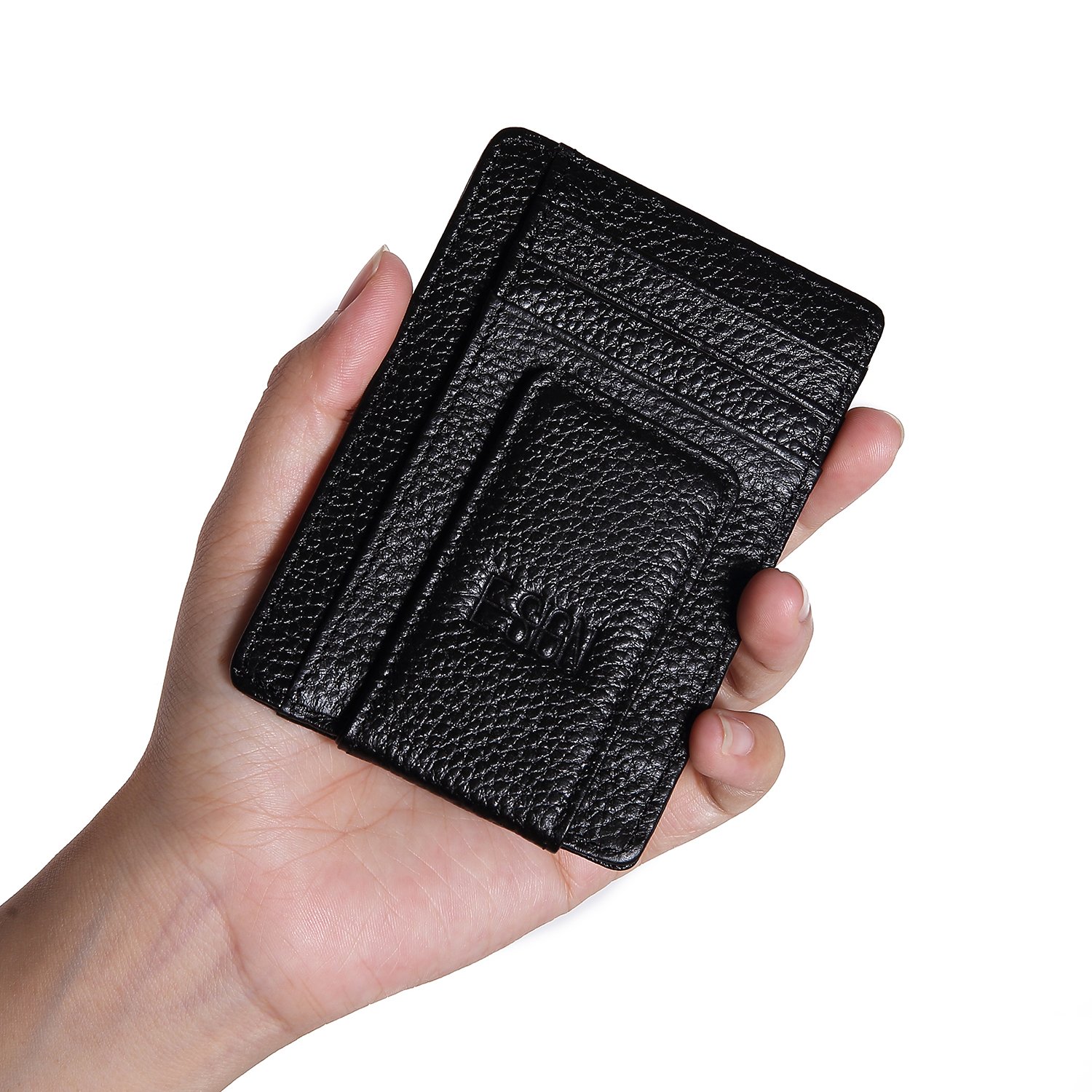 IVESIGN Slim Front Pocket Wallet RFID Blocking Money Clip Magnet Thin Credit Card Holder (Black)