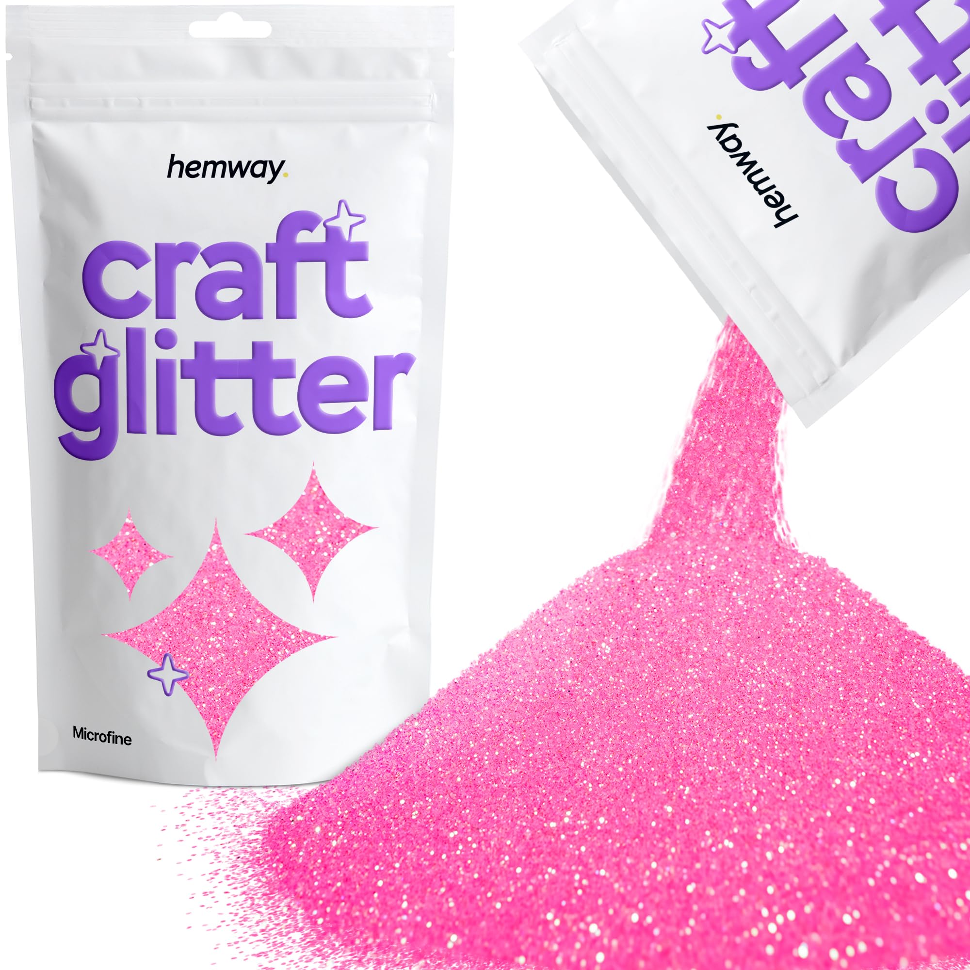 Hemway Craft Glitter Baby Pink Iridescent 100g Microfine Glitter for Crafts, Resin, Cosmetic, Nail, Face, Body, Festival, Tumblers, Art, Candle, Crafting
