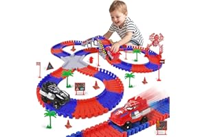 M SANMERSEN Spider Toys for Boys 4-6, 212 PCS Race Car Track for Kids Ages 4-8, Monster Truck 2+ Year Old Birthday Gift Toddler Cars Toy for 3+ Year Old Boy Girl