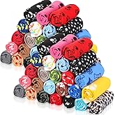 Preboun 50 Pack Puppy Blanket Bulk 24 x 28 Inch Small Soft Fleece Pets Paw Print Blanket Sleep Mat Pad Bed Cover for Kitten Dogs Cats and Other Small Animals, 25 Styles