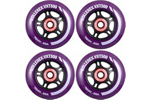 Rollerex VXT500 Inline Skate Wheels – 4-Pack (Optional Bearings, Spacers and Washers) - Durable Replacement Roller Blade Whee