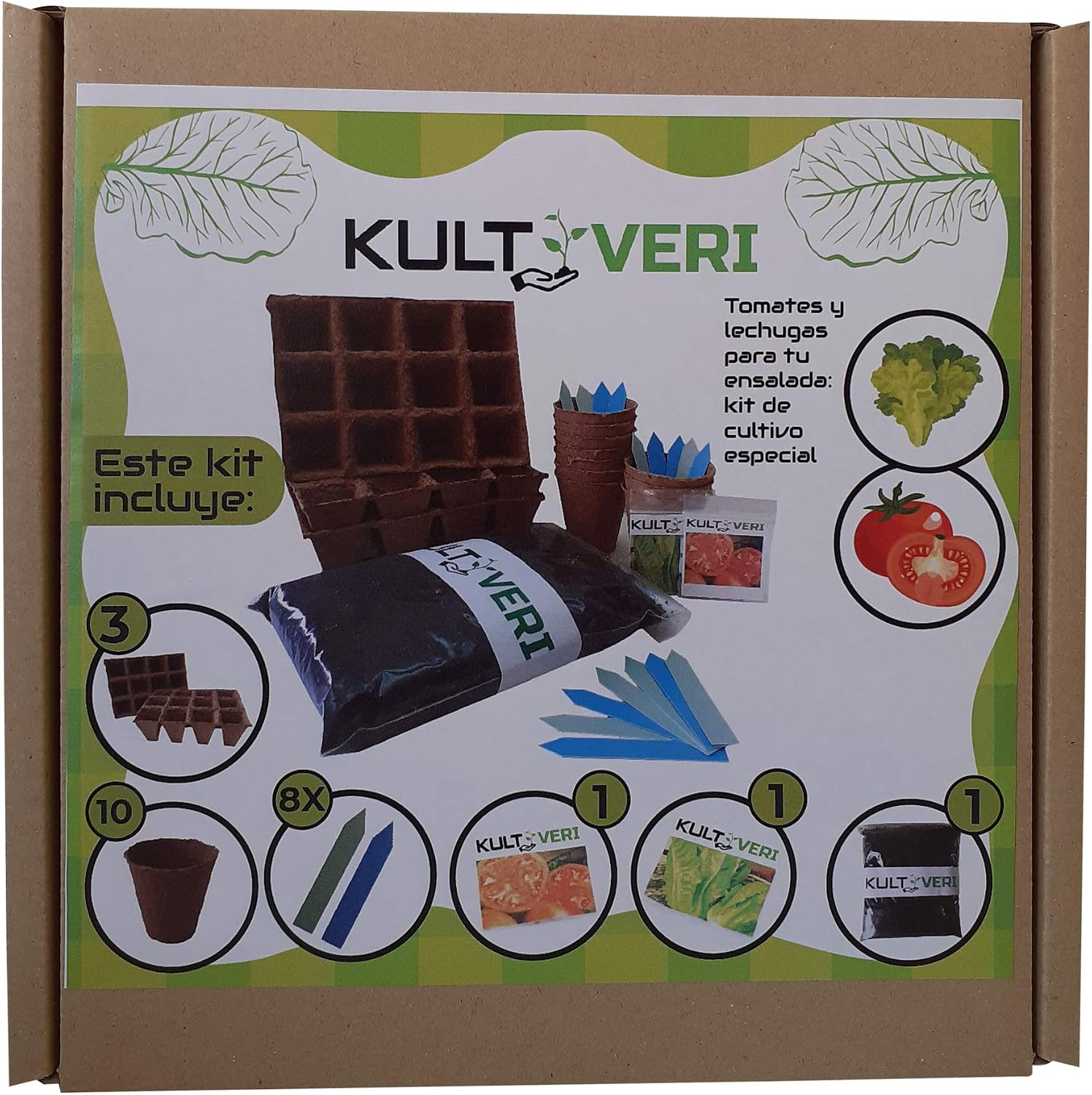 KULTIVERI Set de Cultivo de Lechugas y Tomates de 35 Piezas ...