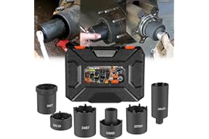 SUNLUWAY 6 Pcs Spindle Nut Socket Set 41660D 4WD Axle Hub Lock Nut Socket Set Spindle Nut Remover Installer 1/2” Drive for Ford F250 F350 Dana 44/50/60, Toyota, GM Chevy, and Dodge, Lug Out Spindle Socket Set