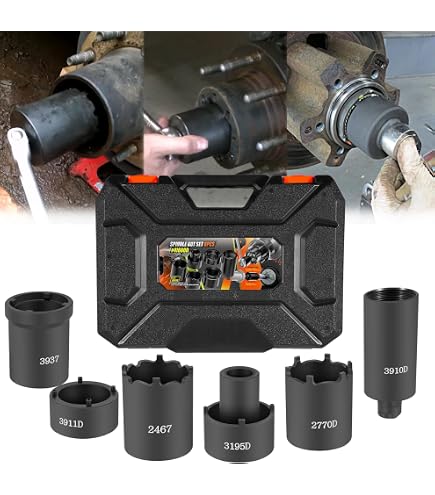 6-Piece Spindle Socket Set For 4WD Vehicles - 1/2" Drive Axle Hub Lock Nut Remover For Ford, GM, Toyota