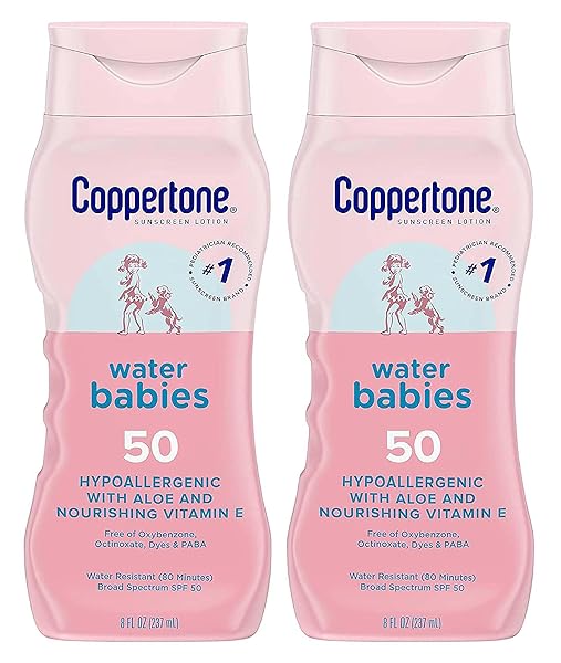 COPPERTONE SPF#50 WATERBABIES ALOE & VITAMIN-E LOTION 8 OUNCE (237ML) (PACK OF 2)