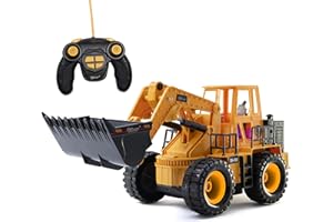 Top Race TR-113 5 Channel Full Functional Remote Control Tractor Toy Front Loader - 14 x 6 x 8 inch Electric RC Remote Control Construction Toy Tractors with Lights and Sounds