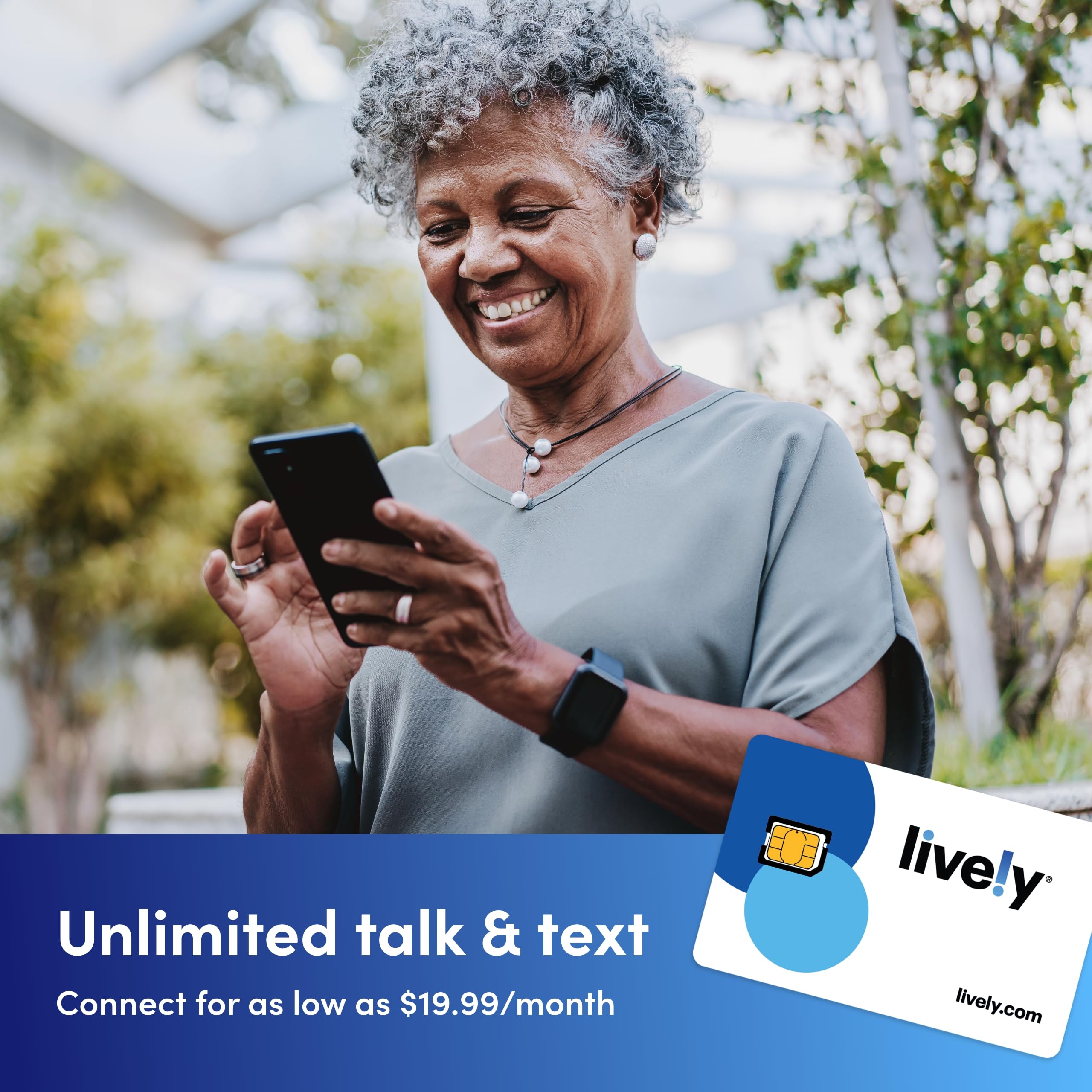 Lively SIM Card Kit - Unlimited Talk & Text with Access Exclusive Services - Keep Your Own Phone Number - with Urgent Response - Easily Sync Lively Link App - Starter Kit