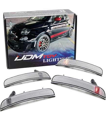 4-Piece LED Side Marker Light Set For Fiat 500 (2012-2019) – Front & Rear – Clear Lens, Amber/Red