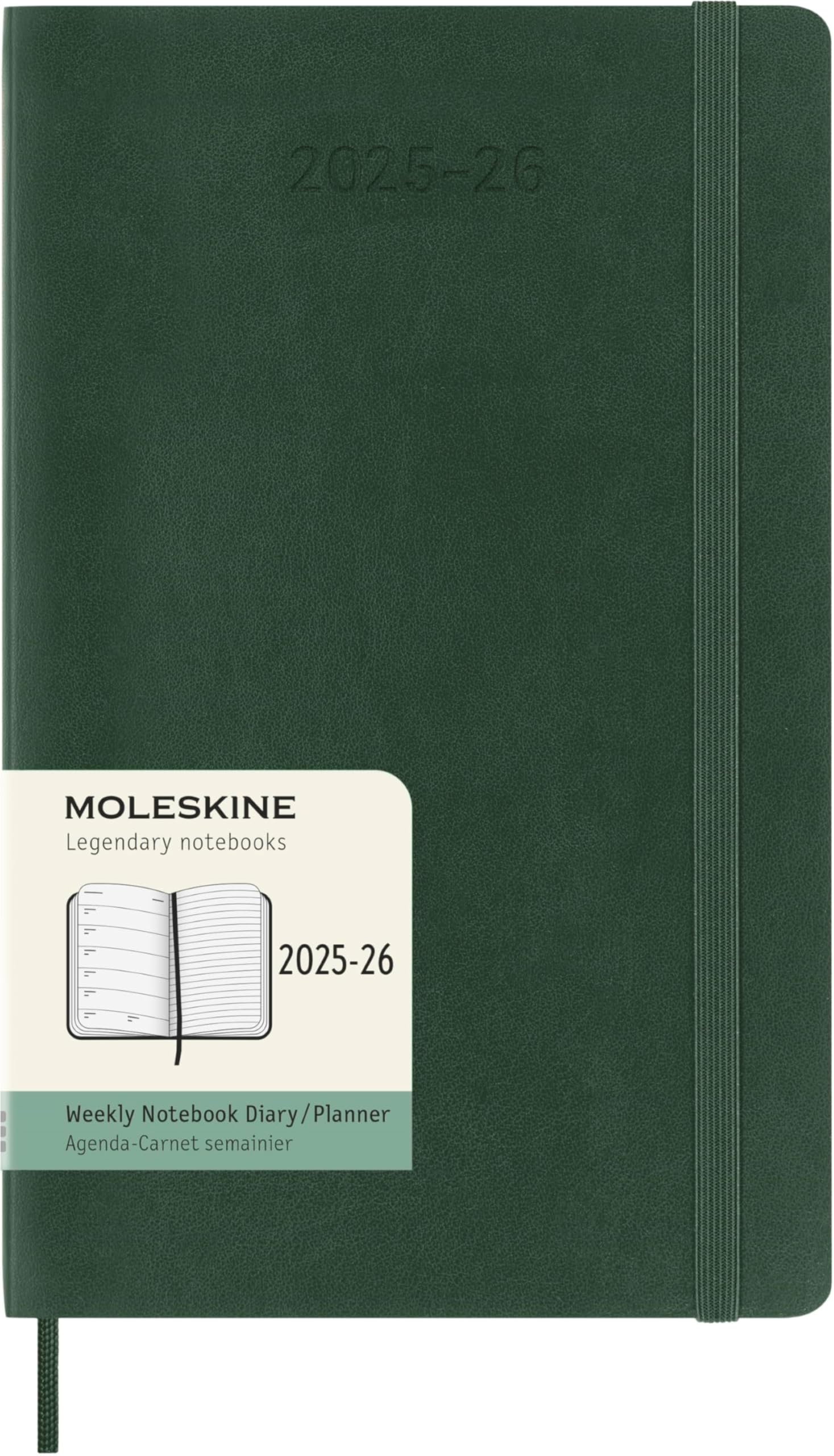 Moleskine Classic 18 Month 2025-2026 Weekly Planner, Soft Cover, Large (5″ x 8.25″), Myrtle Green, 208 pages