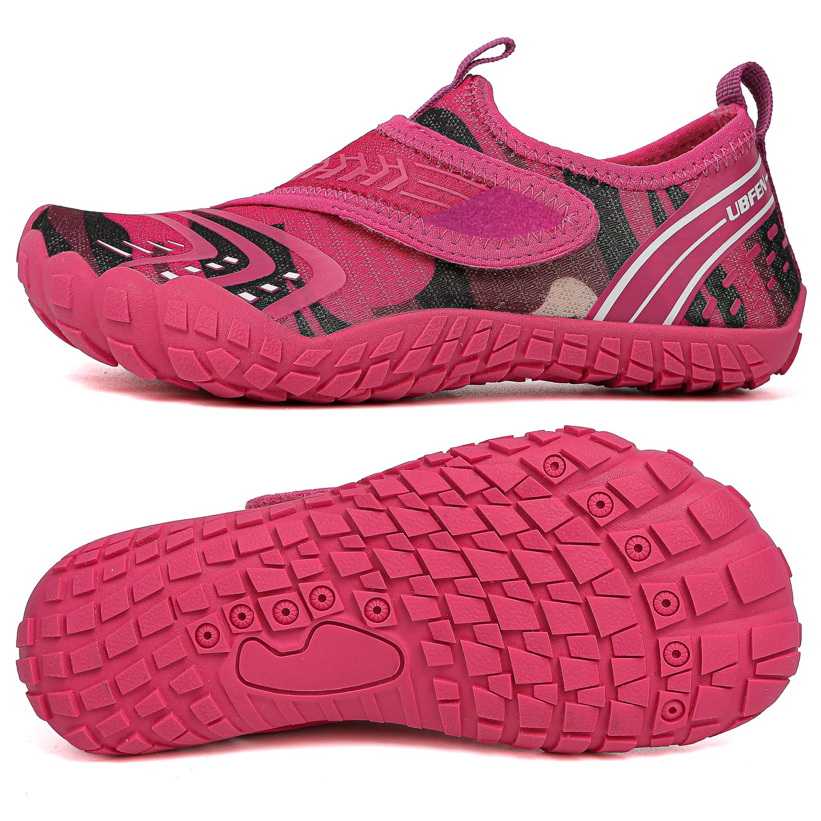 Photo 1 of UBFEN Kids Water Shoes Aqua Socks for Boys Girls Barefoot Beach Pool Sports Quick Dry Toddlers Little Big Kid Non-Slip Lightweight Swim Shoes F Pink 13 Little Kid