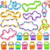 24 PCS Quiet Twisty Fidget Toys, Kids Bulk Fidgets for Classroom Prizes Box | Translucent, Sensory Silent Fidgets for Classroom Rewards, Halloween Party Favors, Goodie Bag Stuffers, Treasure Box Prizes