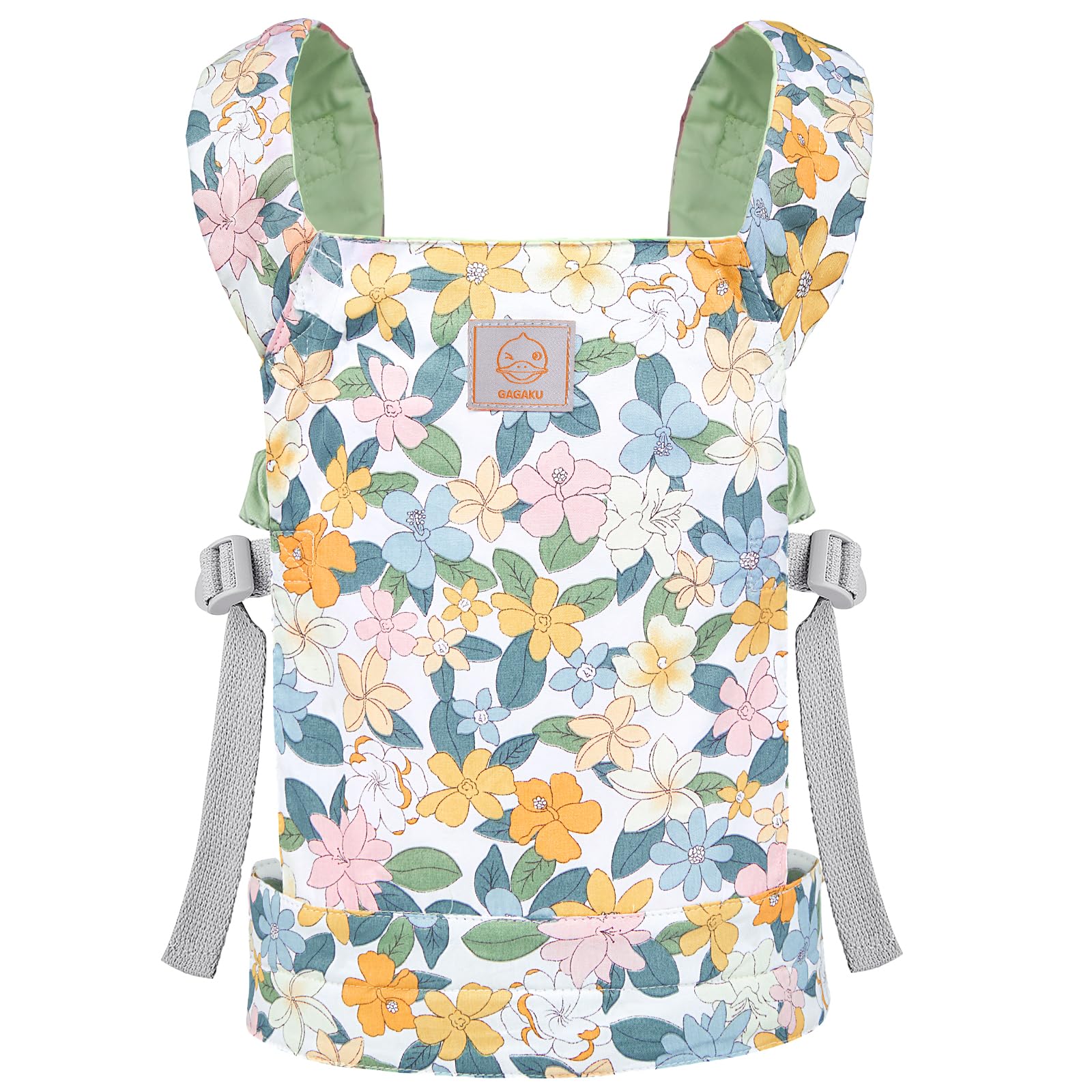 GAGAKU Baby Carrier for Dolls Reborn Baby Doll Carrier Kids Toy Play Baby Carrier for Stuffed Animals Babydoll Accessories for Toddlers - Green - Flowers Plumeria