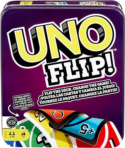 Mattel Games UNO FLIP! Card Game in Tin, 112 Cards, 7+, 2-10 Players