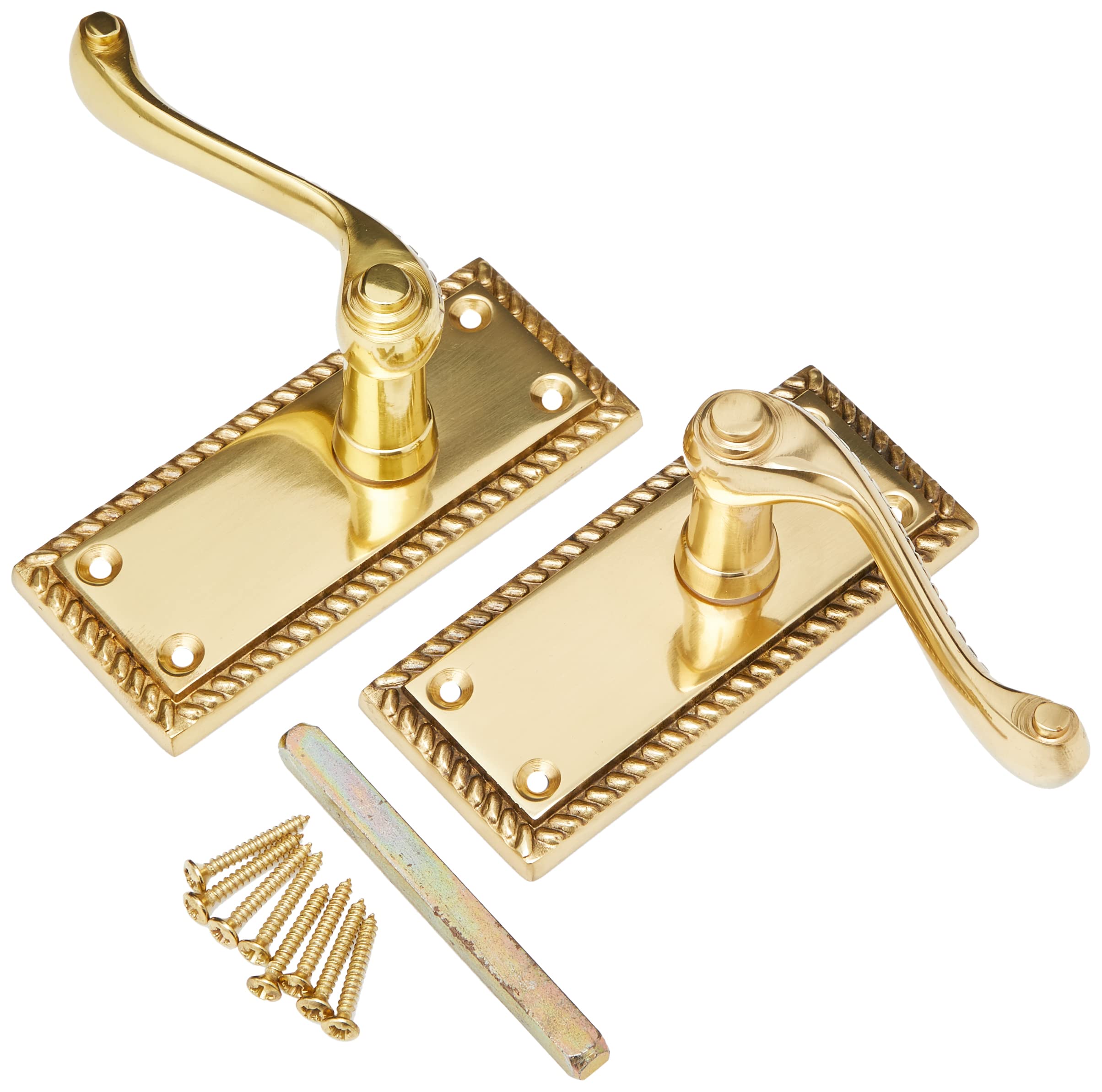 Frelan JG2 Georgian Brass Lever Latch Door Handles 112 x 48mm