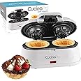 Double Waffle Bowl Maker- Make two 4" Ice Cream Cone Bowls at Once, NonStick Electric Baker for Homemade Icecream Treats, Easy to Use Iron, Add your Favorite Fillings, Toppings, Fun Holiday Xmas Gift