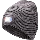 OKKLE Unisex LED Beanie with Light, USB Rechargeable Headlamp Hat, Winter Gifts for Men Women Husband Him Dark Grey