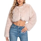 WELLATENT Fur Coats For Women,Plus Size Cropped Faux Fuzzy Jacket Fluffy Fall Coat.