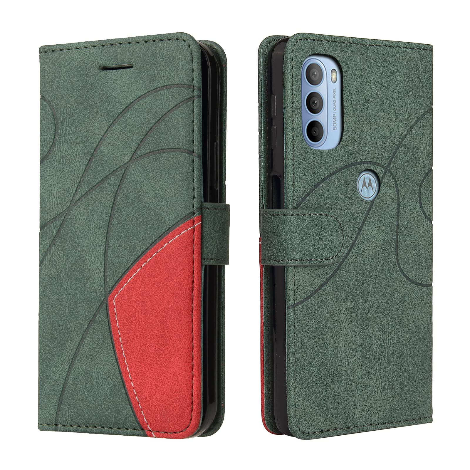 CXTcase for Motorola Moto G31 Case,Wallet PU Leather Flip Folio Case Cover with Card Holder Slots Magnetic Closure,Protective Phone Case for Motorola Moto G31,Green